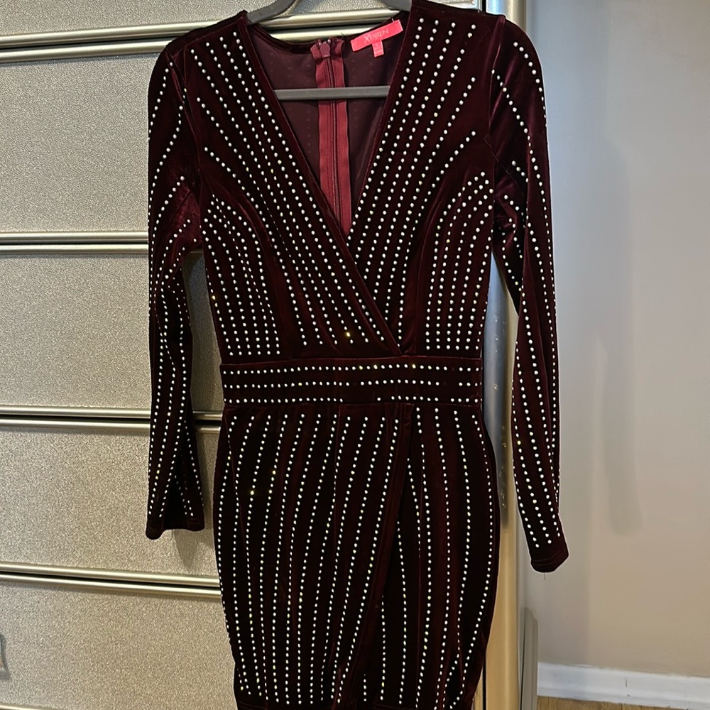 Sparkly burgundy velvet dress